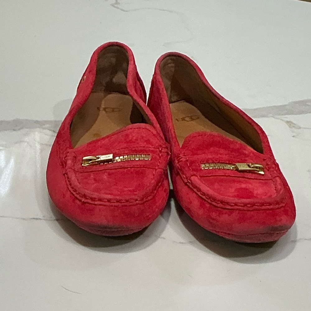 UGG Women's Vibrant Red Suede Loafer Flats